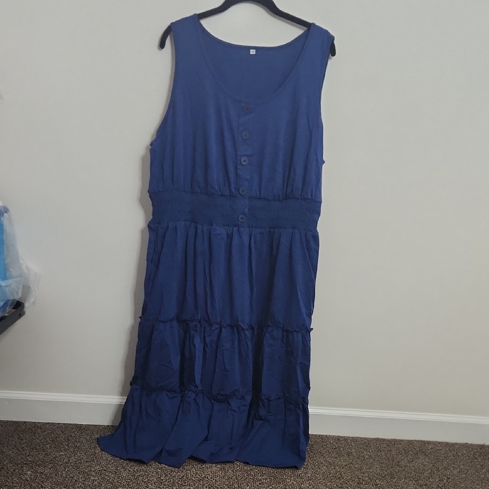 Elegant Blue Sleeveless Dress